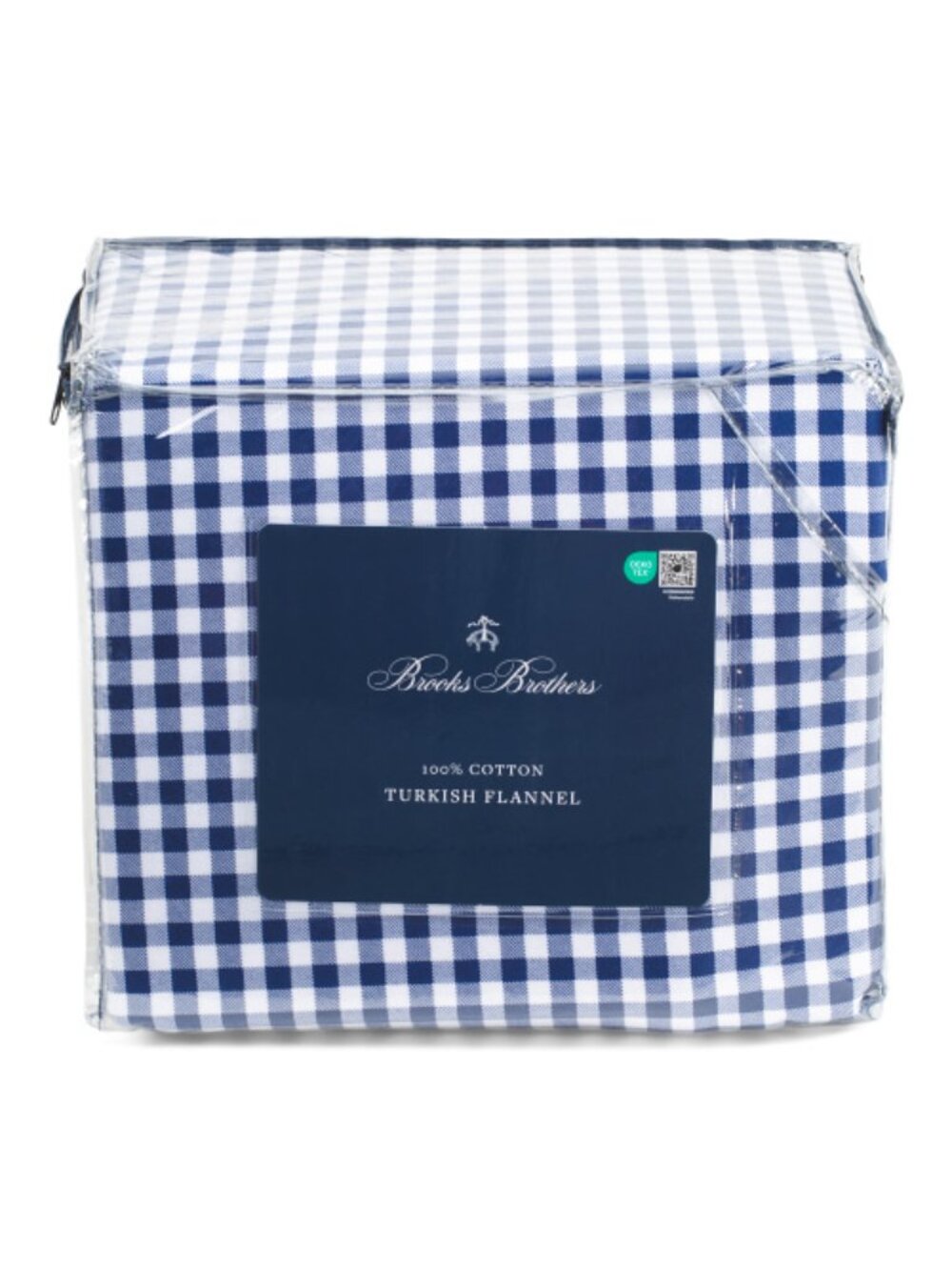 BROOKS BROTHERS Made In Turkey Cotton Gingham Flannel Sheet Set